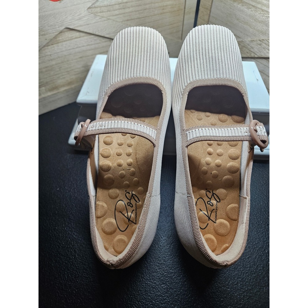 Ros Hommerson Knit Mary Jane Flats 9N Cream Naomi 75179-33 Coquette Cottage #614